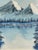 Wood Vintage Framed Snow-Capped Mountain Lake Landscape Painting, Signed, Blue Tonal Scenic Wall Art.. For Sale - Image 7 of 9