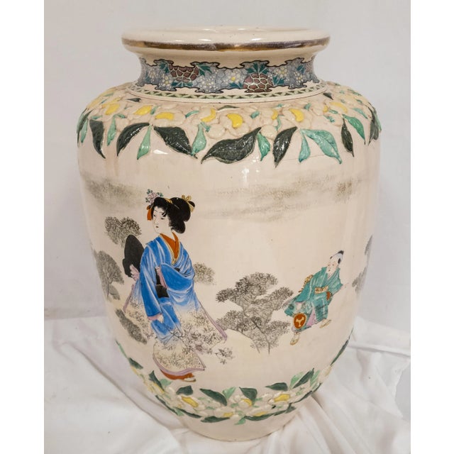 Mid 20th Century 20th Century Massive Japanese Satsuma Style Vase or Urn For Sale - Image 5 of 13