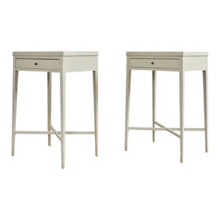 Pair of Scandinavian Modern Painted Bedside Table Nightstands For Sale