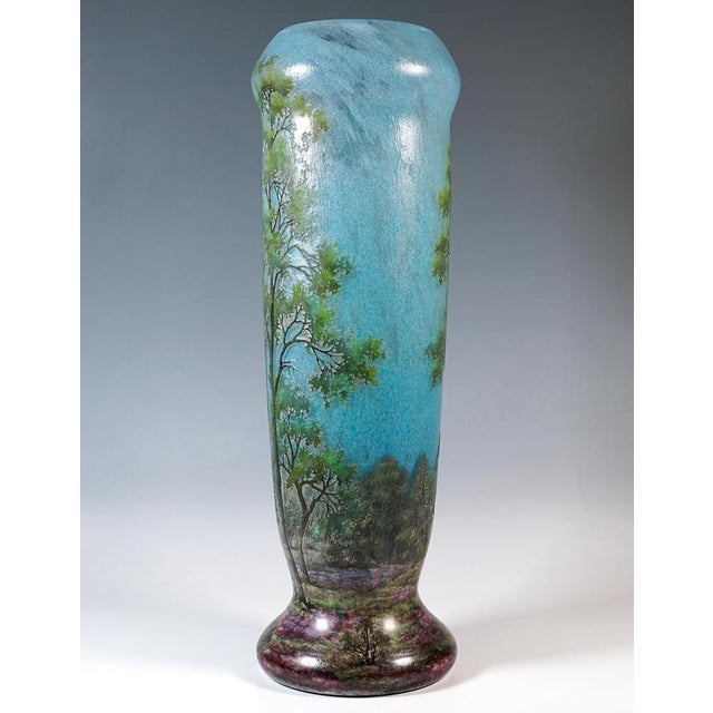 Large Art Nouveau Cameo Vase with Spring Landscape from Daum Nancy, France, 1910s For Sale - Image 5 of 9