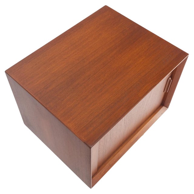 Falster Møbelfabrik Danish Mid-Century Modern Teak Side End Table Night Stand Tambour Doors Falster For Sale - Image 4 of 12