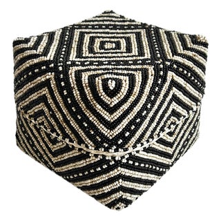 Vintage Black & Tan Bamboo Beaded Box Medium For Sale