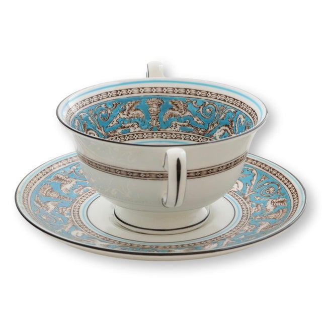 English Wedgwood Florentine Soup Coupes/Saucers For Sale - Image 3 of 5