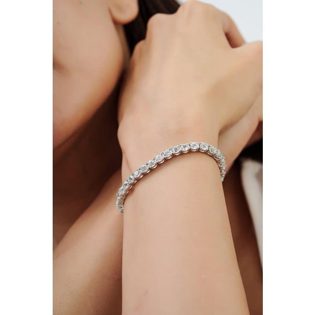 13 Ct Natural Sky Blue Aquamarine Tennis Bracelet in Sterling Silver For Sale - Image 10 of 13