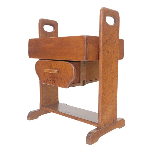 Unusual Solid Colonial Maple Gallery Top Side End Table One Drawer MINT For Sale