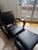 Francis Jourdain French Black Leather + Wood Lounge Chair With Ottoman Attributed to Francis Jourdain For Sale - Image 4 of 6