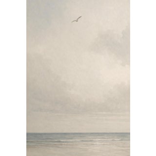 Minimalist Coastal Horizon, Neutral Seascape Wall Art Print, 24″ × 36″ For Sale