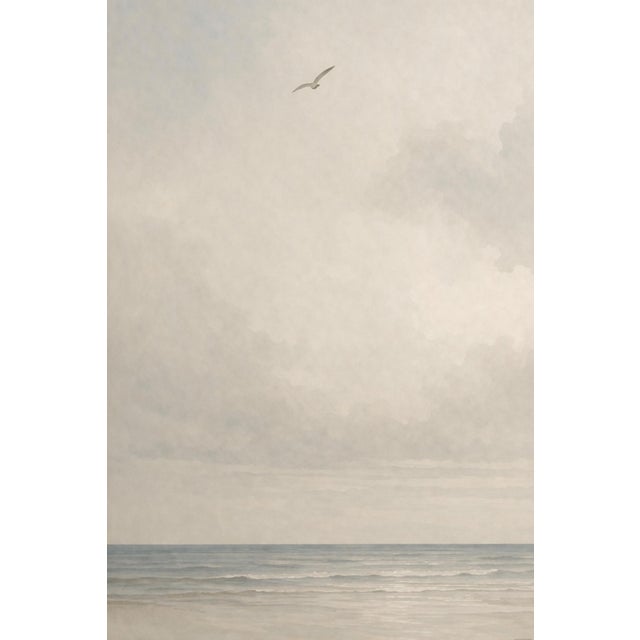 Minimalist Coastal Horizon, Neutral Seascape Wall Art Print, 24″ × 36″ For Sale