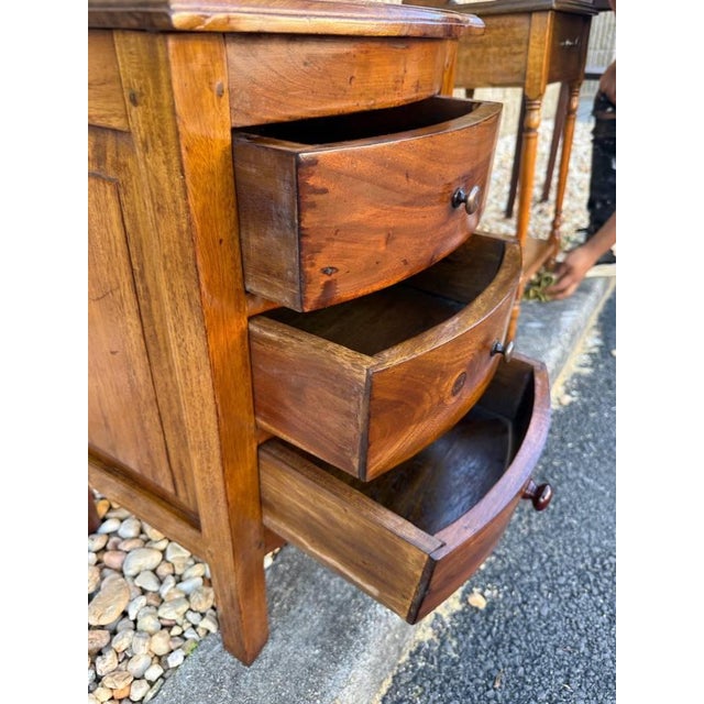 Vintage Farmhouse Style Bow Front 3 Drawer Small Bachelor's Chest or Nightstand For Sale In Washington DC - Image 6 of 13