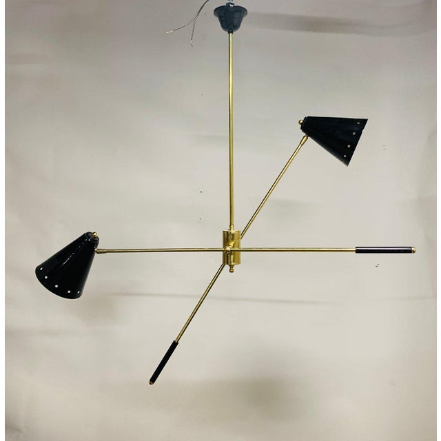 Brass Chandelier with Cones and Adjustable Stems, 1950s For Sale - Image 10 of 13