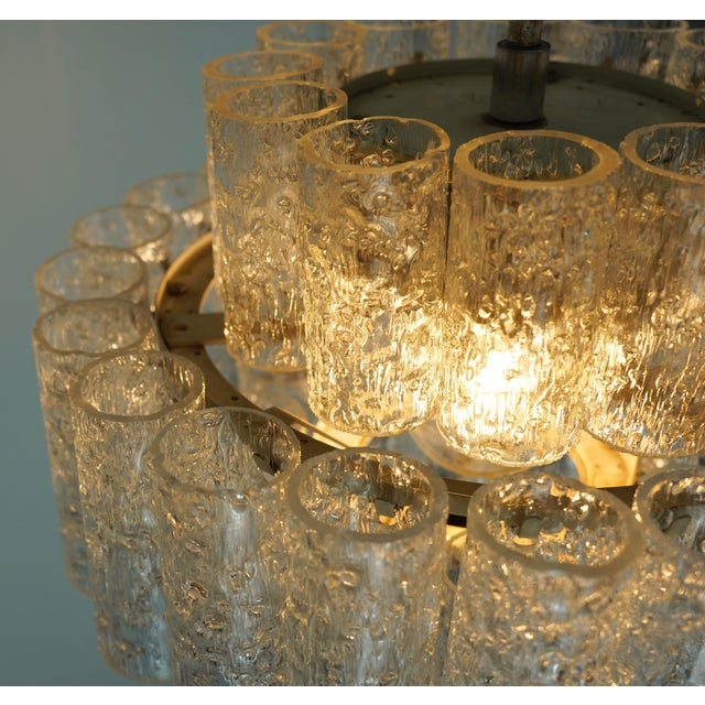 Mid-Century Ice Glass 3-Tier Chandelier with 45 Glass Tubes from Doria Leuchten, 1960s For Sale - Image 9 of 17