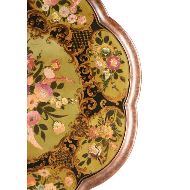 Mid 19th Century 19th Century Floral Hand-Painted Wood Tilt-Top Table For Sale - Image 5 of 10