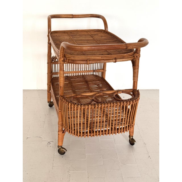 Large Italian Bamboo Bar Cart, 1960s For Sale - Image 13 of 14