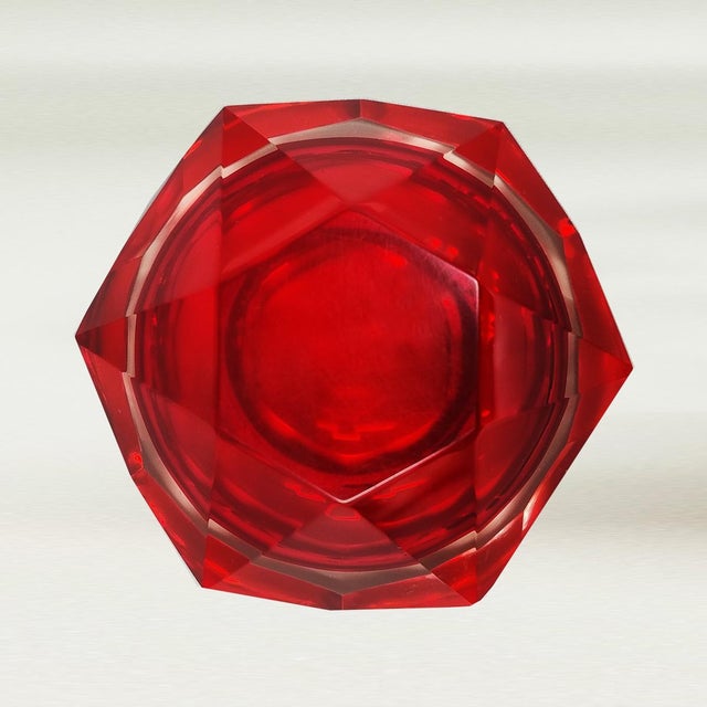 Flavio Poli Vintage Red and Yellow Ashtray by Flavio Poli for Seguso, 1960s For Sale - Image 4 of 7