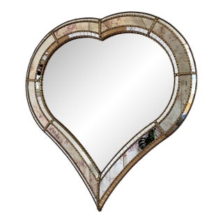 Large Vintage Spanish Venetian-Style Wall Mirror, Brass, 1980s Hollywood Regency For Sale