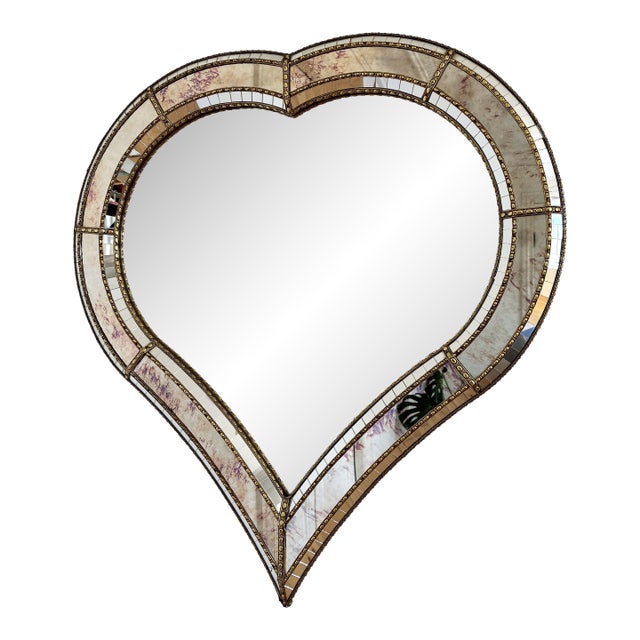 Large Vintage Spanish Venetian-Style Wall Mirror, Brass, 1980s Hollywood Regency For Sale