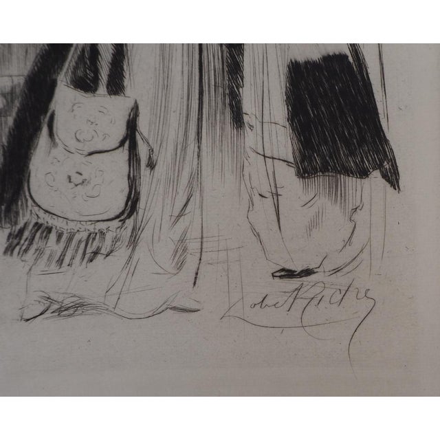 Alméry Lobel-Riche, At the Café, Original Engraving For Sale - Image 6 of 8