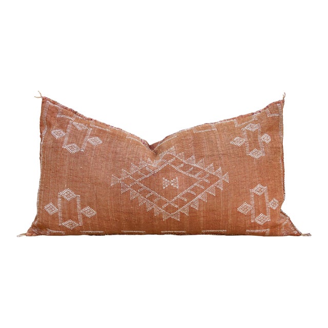 Saffron Diamond Oversized Lumbar Moroccan Pillow For Sale