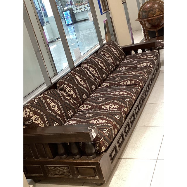 Coffee 1940s Spanish Wooden Sofa For Sale - Image 8 of 8