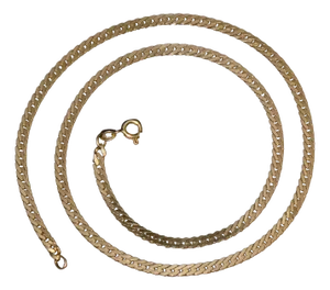 Italian 14k Solid Yellow Gold Faceted Flat Curb Chain Necklace