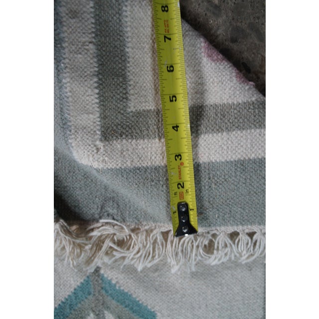 Vintage Handwoven Indian Cotton Folk Art Style Kilim Flat Weave Area Rug 5' X 8' For Sale - Image 9 of 11