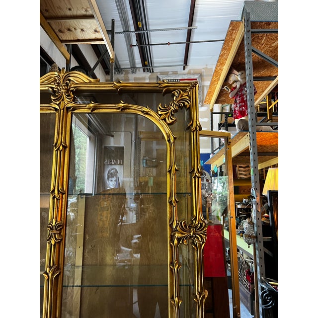 1970s Stunning Gilded Gold Ornate Oversized Display Cabinet With Glass Shelves For Sale - Image 12 of 12