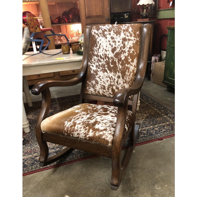 1930s Vintage Natural Cowhide Rocking Chair | Chairish