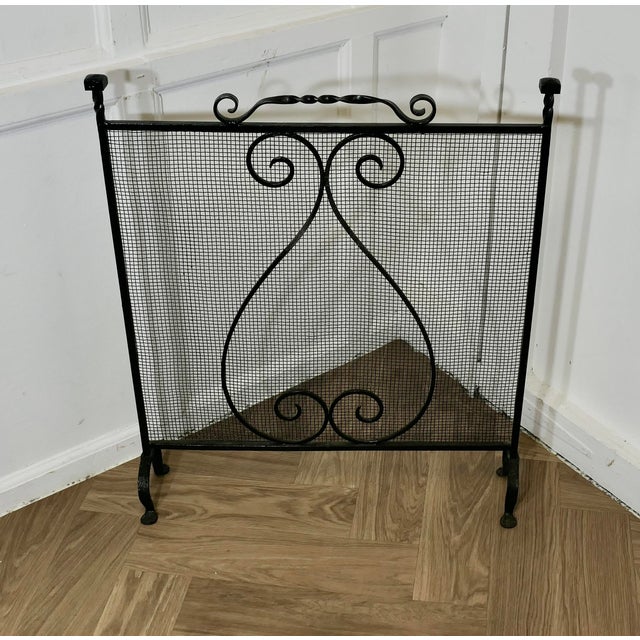 Large Wrought Iron Fire Screen, 1890s For Sale - Image 5 of 8