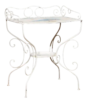 French Wrought Iron Garden Table With Steampunk Painting