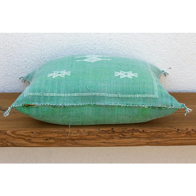 Aqua Trail Cactus Silk Moroccan Pillow For Sale - Image 4 of 7