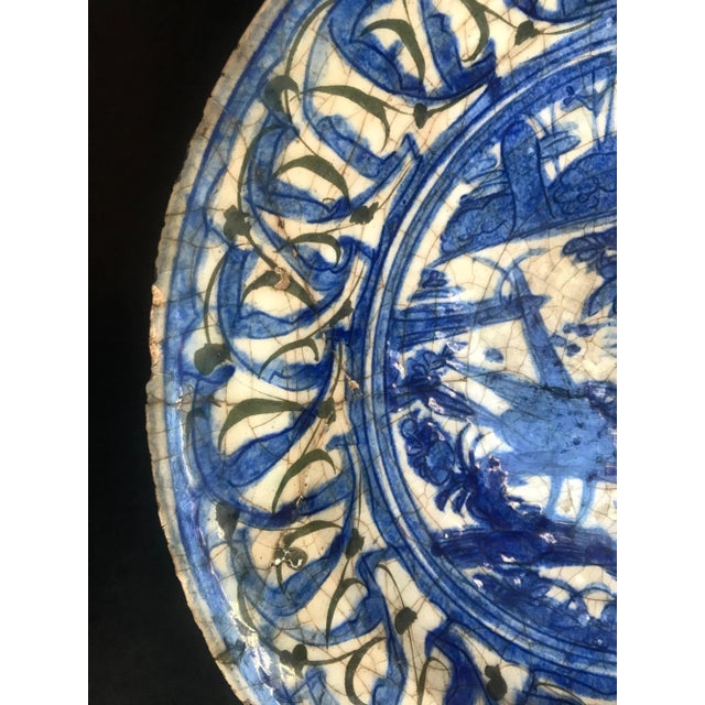 Persian 16th Century Persian Islamic Safavid Blue and White Dish For Sale - Image 3 of 13