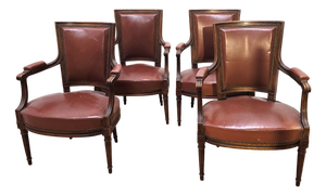 Empire Style Chairs in Leather, Set of 4