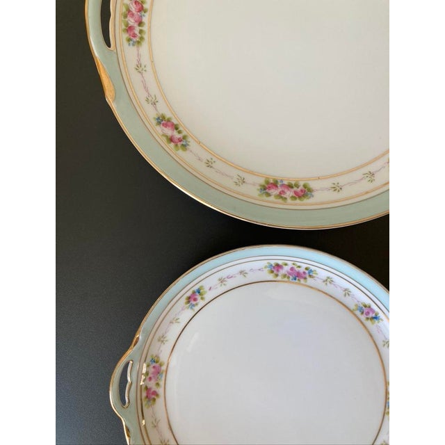Early 20th Century Hand Painted Nippon Porcelain Tray Design Cake Plates - Set of 2 For Sale - Image 14 of 18