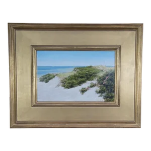 2006 Lori Zummo Steps Beach Dunes Nantucket Seascape Oil on Board Painting