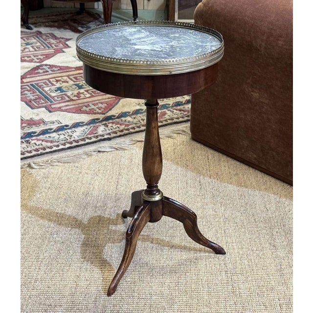 Mahogany Side Table with Marble Top, 1950s For Sale - Image 9 of 9