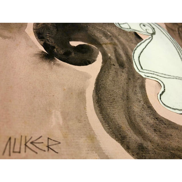 White Knight on Pink Field, Collage and Ink on Paper For Sale - Image 4 of 9