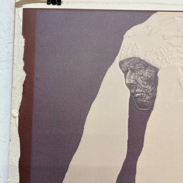 1984 Norma Andraud Modern Art Los Angeles Ca Many Feathers Embossed Poster For Sale In San Diego - Image 6 of 9