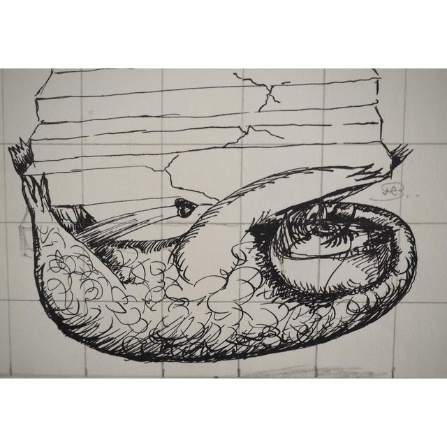 Modern Jean-Claude Silbermann, Sneaky Signs, Chez Dieu, Original Signed Drawing For Sale - Image 3 of 6