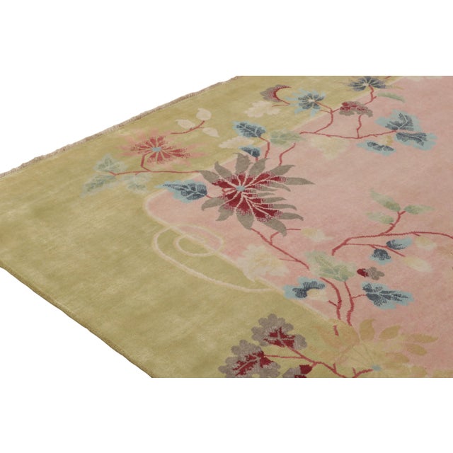 Not Yet Made - Made To Order Rug & Kilim Chinese Style Art Deco Rug in Pink, Green Border & Floral Patterns - 9'x12' For Sale - Image 5 of 8