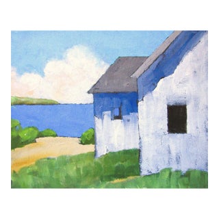 Pacific Coast Cottage Lynne French 8x10 Landscape Oil Painting For Sale