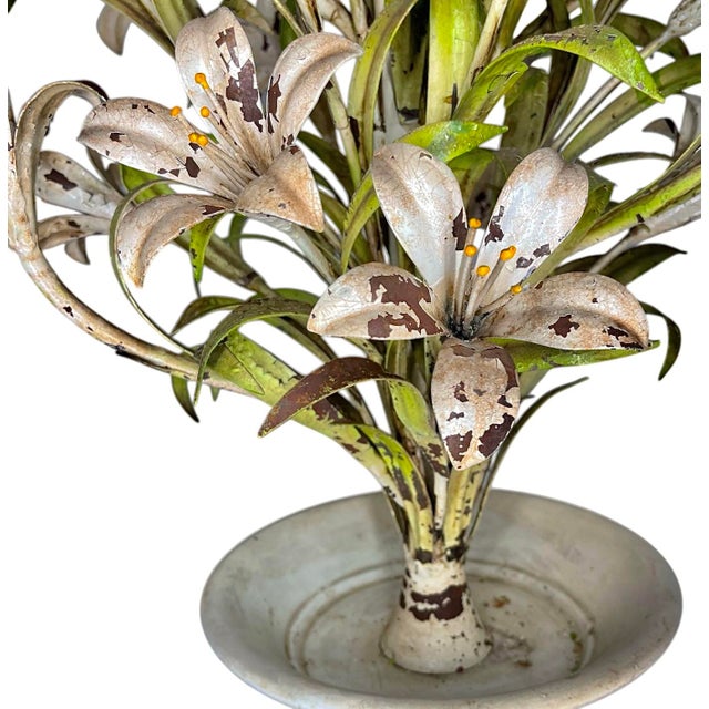 Mid 20th Century Large Tole Floor Lamp of a Potted Plant For Sale - Image 4 of 5