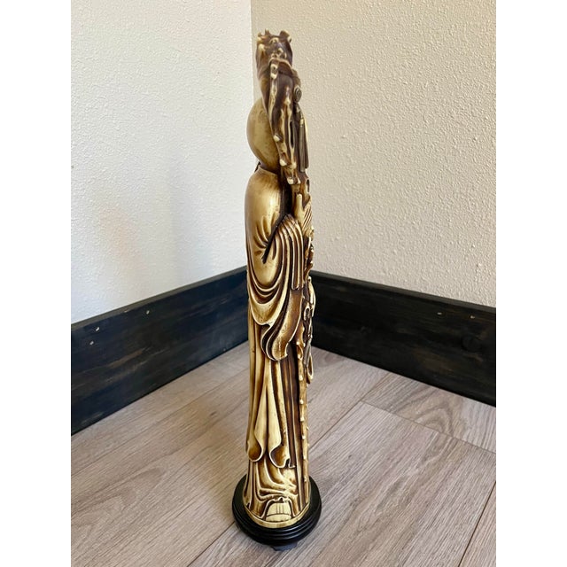Chinese Vintage Carved Shou Lao God of Longevity Statue For Sale - Image 3 of 12