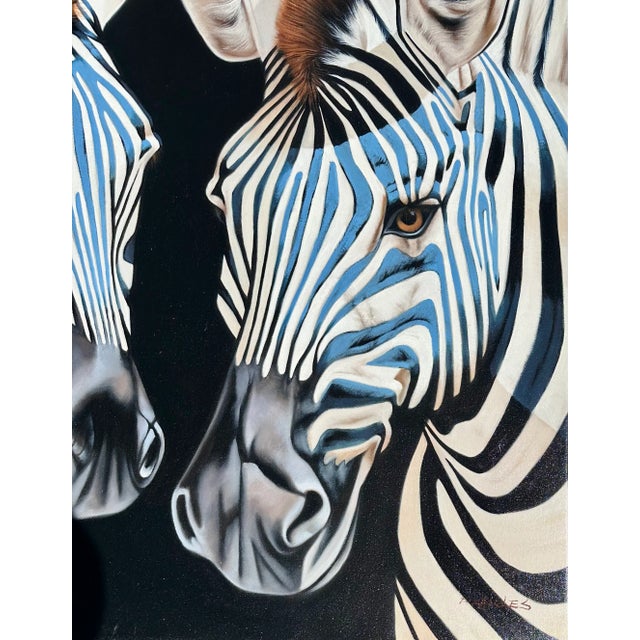 Zebra Oil Painting by P. Charles For Sale - Image 4 of 7