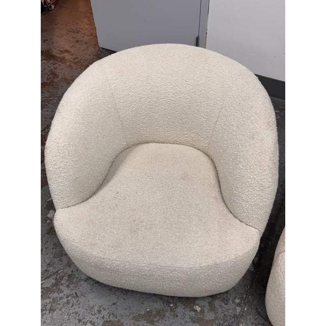 Textile Goop for Cb2 Gwyneth Boucle Swivel Chairs, Pair For Sale - Image 7 of 12