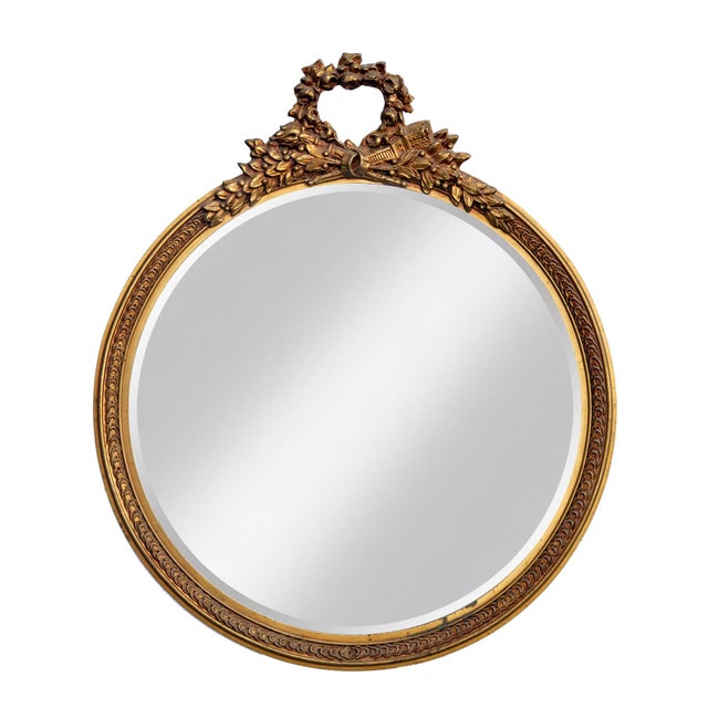 Metal 1940s Round Gold Mirror Wreath Crown For Sale - Image 7 of 7