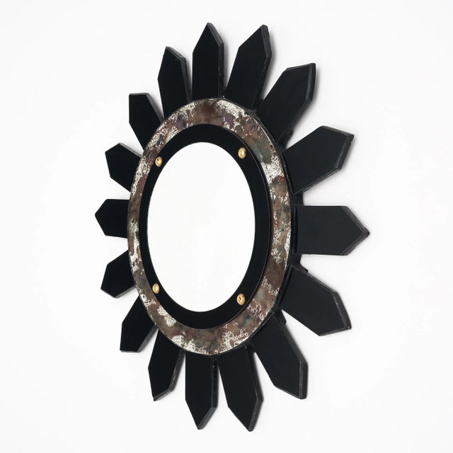 Wood Modernist Sunburst Mirror For Sale - Image 7 of 9