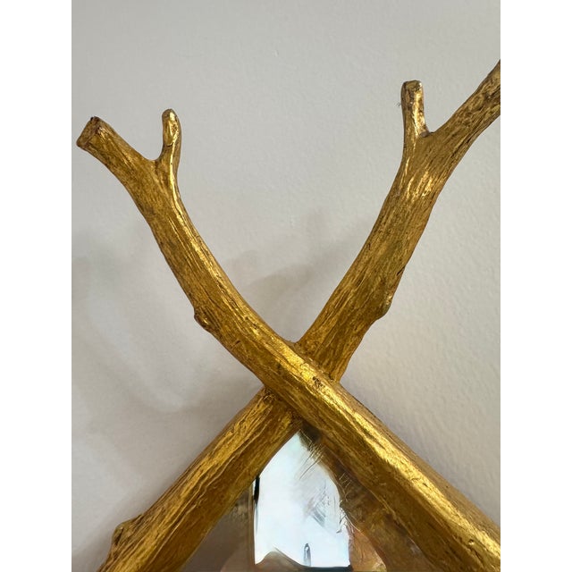Gothic twig mirror with arched branches in gold leaf finish. Made by Carvers guild with only model numbers and...