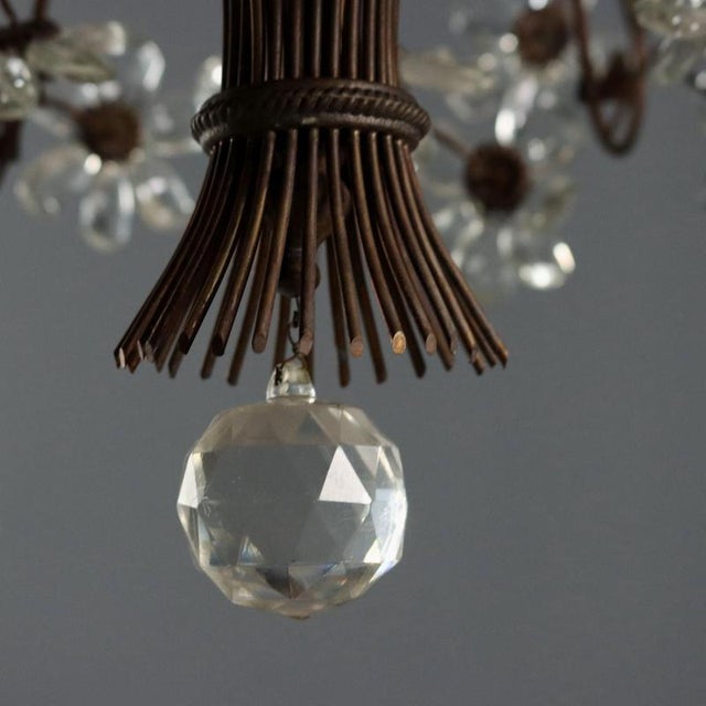 Early 20th Century Copper Metal and Glass Six-Light Chandelier, Italy For Sale - Image 6 of 9