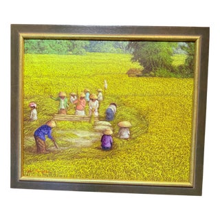 Si Nguyen, Grain Harvest, 1960s, Oil on Canvas For Sale