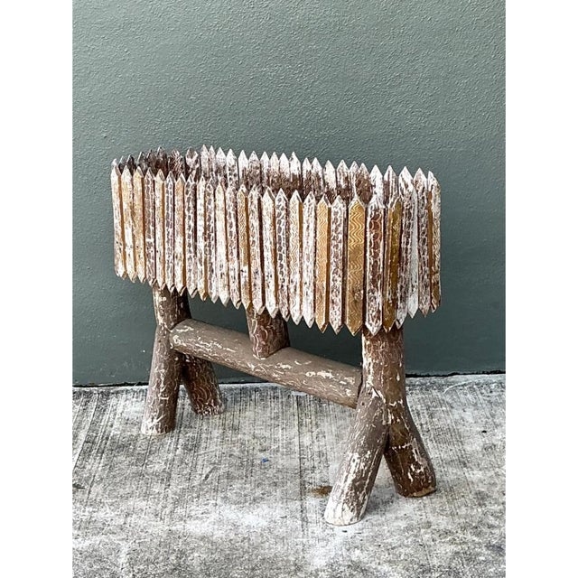 Vintage Patinated Wood Box Planter For Sale - Image 4 of 12
